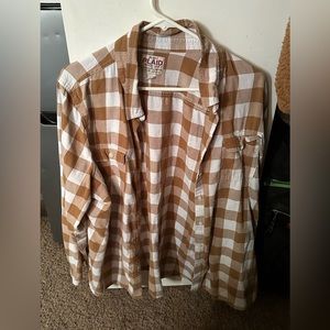 Brown and white flannel